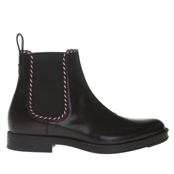 GUCCI BOOTS MENS CHELSEA ANKLE BLACK LEATHER ELASTIC GORES - Picture 1 of 12